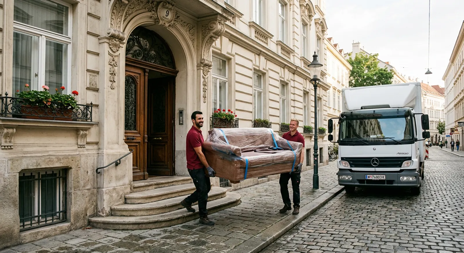 Umzugsteam beim Beladen eines Umzugswagens in Wien